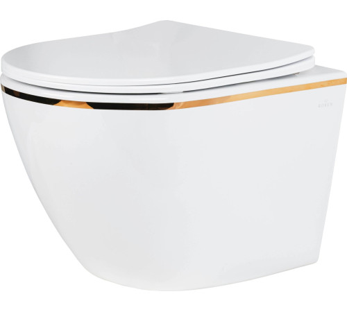 Унитаз подвесной Roxen Antares Gold в комплекте с инсталляцией StounFix Dual Fresh 6 в 1 968092 кнопка: золото глянцевое