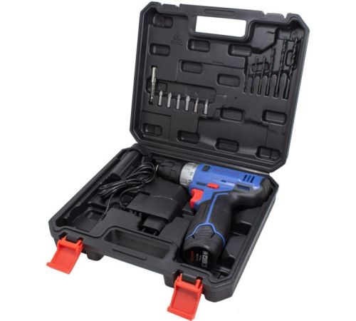 Дрель-шуруповерт RockForce BT-CD11-A1 12V с 2-мя АКБ, кейс, набор оснастки