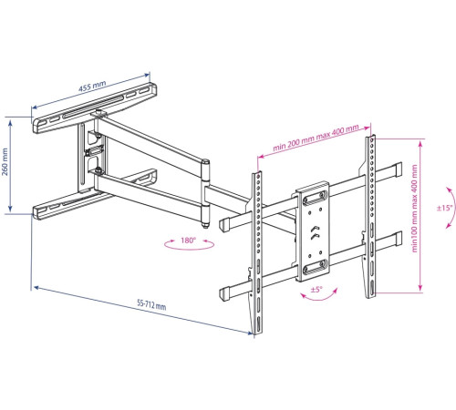Кронштейн для телевизора Kromax DIX-20 черный