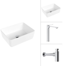 Умывальник Lauter 21674B + Rio 21AM12672 с сифоном 21635CH хром