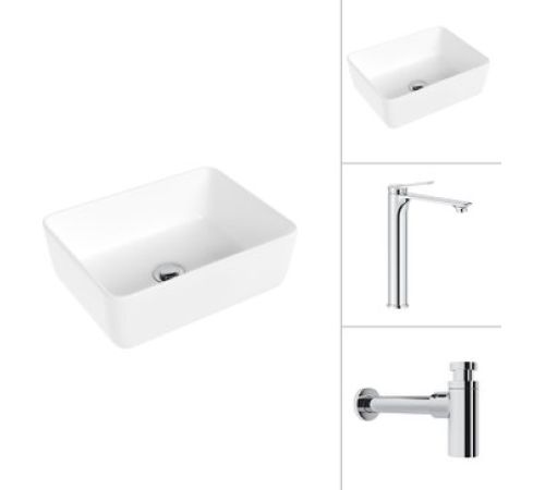 Умывальник Lauter 21674B + Rio 21AM12672 с сифоном 21635CH хром