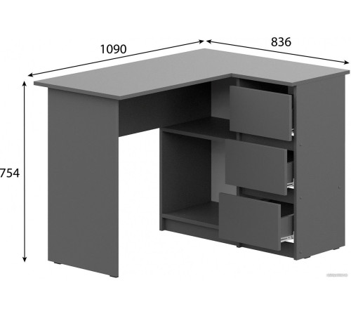 Стол Mio Tesoro Денвер угловой графит серый