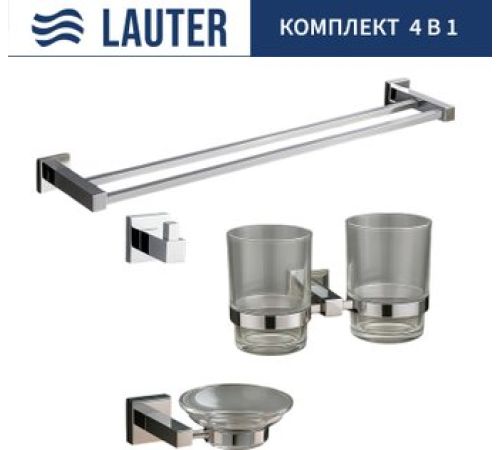 Набор аксессуаров для ванной Lauter 21SH6081 + 21SH6051 + 21SH6091 + 21SH6021 Chrome, 4 предмета