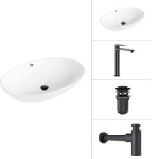 Умывальник Lauter 21709 + Moon 21СК8691BS + сифон 21635B + дон.клапан 21190B черный матовый
