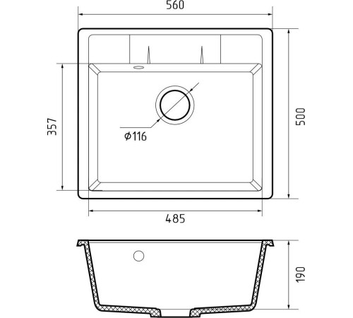 Кухонная мойка GranFest Quadro 561 серый
