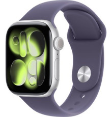 Умные часы Apple Watch Series 11 42 мм алюминиевый корпус, серебристый/фиолетовый туман, спортивный силиконовый ремешок S/M
