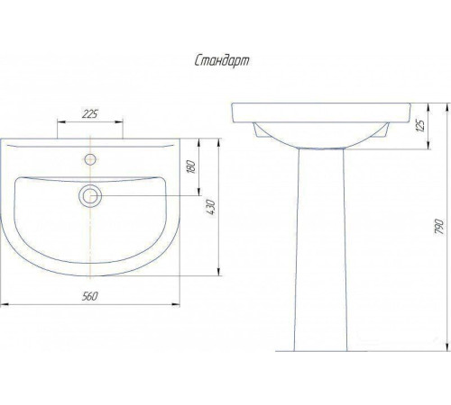Умывальник Rosa Стандарт 56