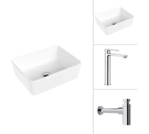 Умывальник Lauter 21674B + Moon 21СK81691C с сифоном 21635CH хром