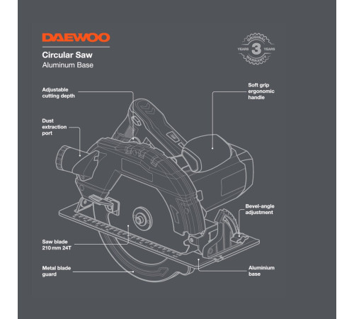Дисковая циркулярная пила Daewoo Power DAS 1900-210