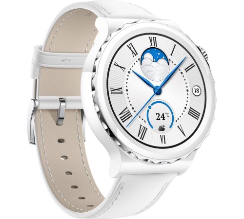 Умные часы Huawei Watch GT 3 Pro Ceramic 43 мм белый/кожа