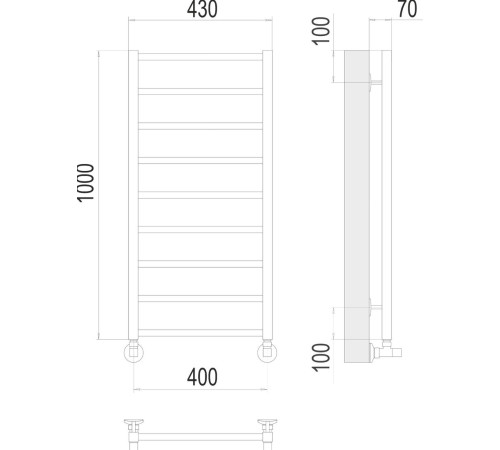 Полотенцесушитель TERMINUS Контур П9 400x1000 хром