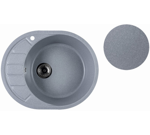 Кухонная мойка Marblan Ovata R серебристый,с сифоном