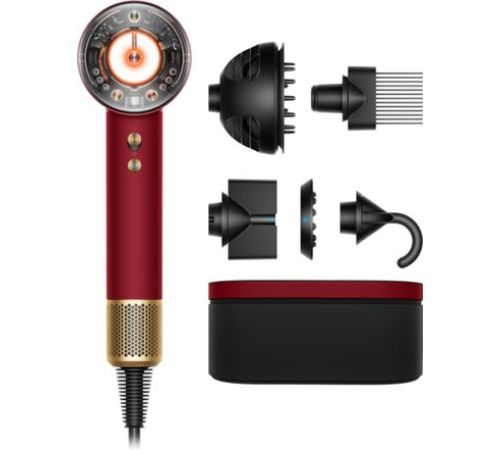 Фен Dyson HD16 Supersonic Nural Curly+Coily евровилка, красный бархат/золотой