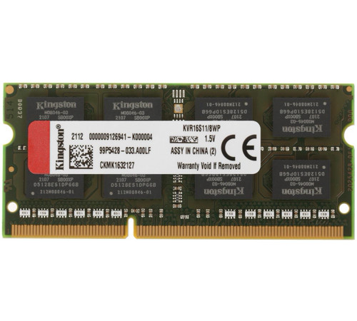 Оперативная память Kingston ValueRAM 8GB DDR3 SODIMM PC3-12800 KVR16S11/8WP