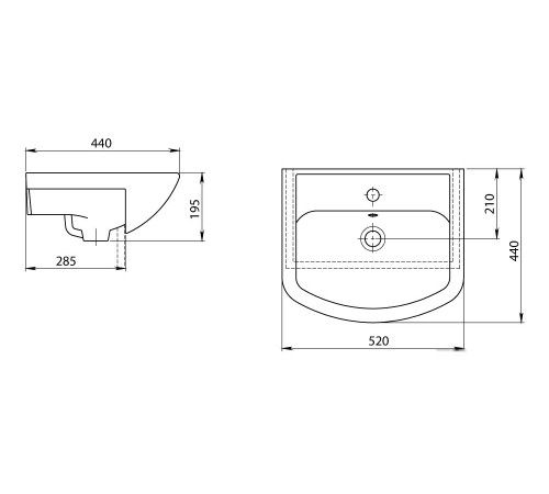 Умывальник Santeri Акватон 52x44 [1.3120.1.S00.11B.0]
