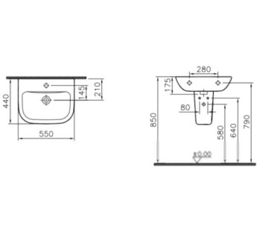 Умывальник Vitra S20 55x46 [5502B003-0001]