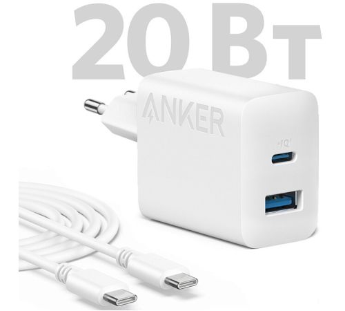 Сетевое зарядное Anker 312 20W Wall Charger 2 Ports + C