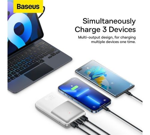 Внешний аккумулятор Baseus Bipow Pro Digital Display Fast Charge Power Bank 20000mAh белый