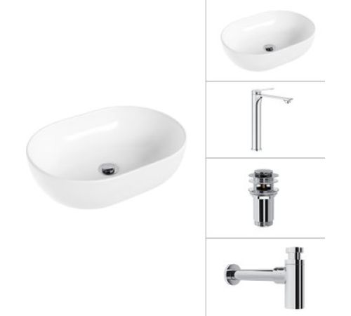Умывальник Lauter 21836A + Rio 21AM12672 + сифон 21635CH + дон.клапан 21190CH хром