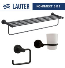 Набор аксессуаров для ванной Lauter 21TS20116 + 21TS20112 + 21TS2012 Matt Black, 3 предмета