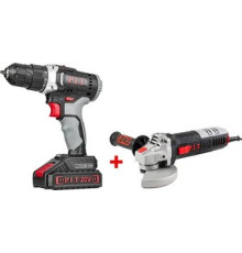 P.I.T. PSR18-D5 + PWS125-C6 шуруповерт, болгарка, 2 АКБ, кейс
