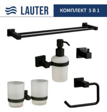 Набор аксессуаров для ванной Lauter 21SH6082 + 21SH6172 + 21SH6092 + 21SH6072 + 21SH6022 Matt Black, 5 предметов