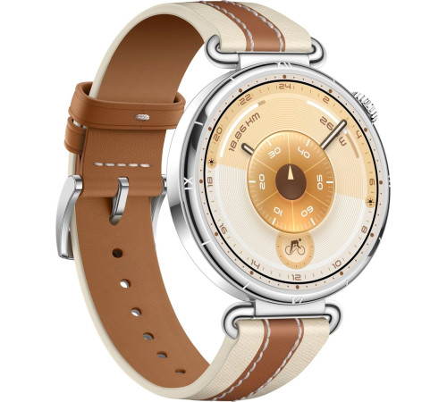 Умные часы Huawei Watch GT 6 41 мм серебристый, с коричневым кожаным ремешком, международная версия