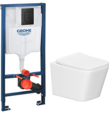 Унитаз подвесной Lauter Square 214903 + GROHE Solido 38811KF0 прямоугольная, черный