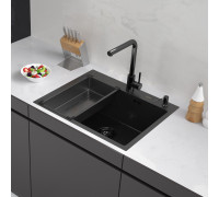 Кухонная мойка ARFEKA Eco AR мойка 600*500, коландер G, дозатор Black Decor