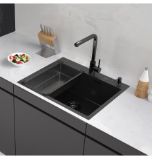 Кухонная мойка ARFEKA Eco AR мойка 600*500, коландер G, дозатор Black Decor