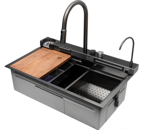 Кухонная мойка ARFEKA Sensor ECO AR 750*450 Black PVD Nano Decor