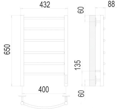 Полотенцесушитель TERMINUS Классик П6 400x650 электро хром