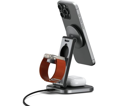 Беспроводное зарядное Satechi 3-in-1 Foldable Qi2 Wireless Charging Stand