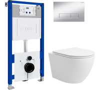 Унитаз подвесной Lauter Vortex 2110830 с кнопкой 219703HD узкая, сатин