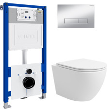 Унитаз подвесной Lauter Vortex 2110830 с кнопкой 219703HD узкая, сатин