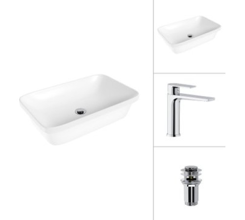 Умывальник Lauter 21370 + Reef 21CK678C с донным клапаном 21190CH хром