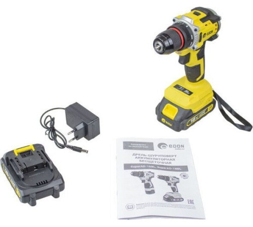 Дрель-шуруповерт Edon Super AD-18BL с 2-мя АКБ, кейс