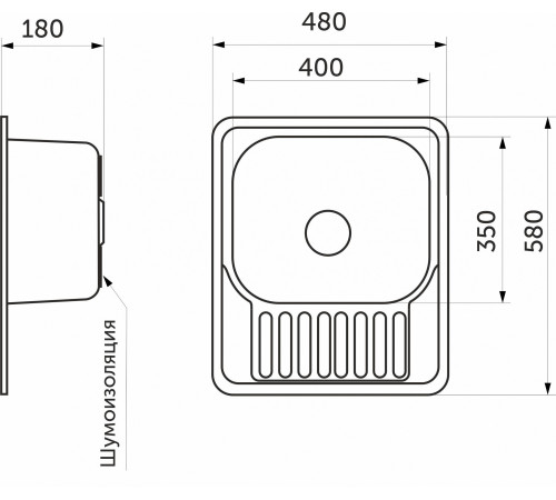 Кухонная мойка AKS Прямоугольная 58x48 матовый хром