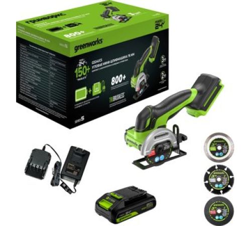 Угловая шлифмашина Greenworks GD24UCS 3402007CUA с 1-им АКБ