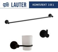Набор аксессуаров для ванной Lauter 21TS20116 + 21T2010 + 21TS2016 Matt Black, 3 предмета