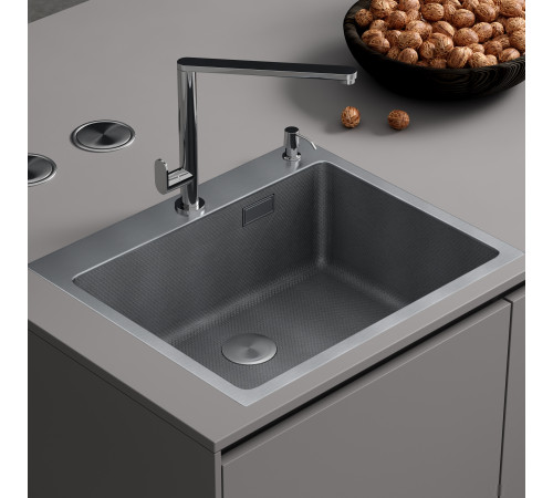 Кухонная мойка Roxen Snake 560220-60-S сатин/текстурная поверхность с коландером и дозатором