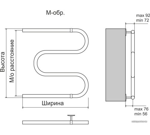 Полотенцесушитель TERMINUS Эконом М-обр AISI 25 600x500