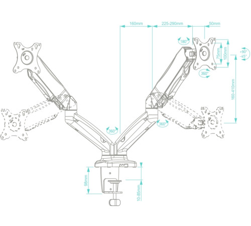 Кронштейн для монитора Onkron G160 черный