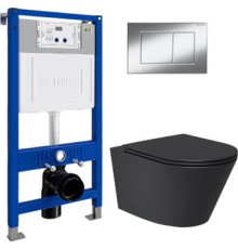 Унитаз подвесной Lauter Longer 2110822B + 21901001 кнопка 219701J, хром