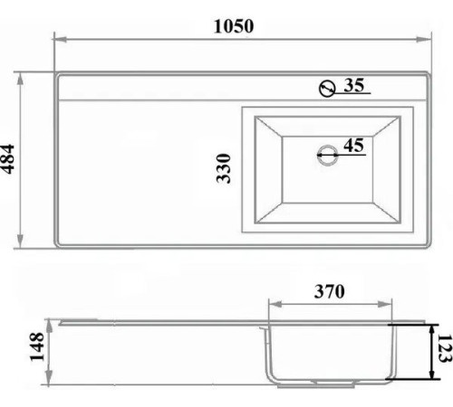 Умывальник Runo Гамма 105 лайт с левым крылом белый