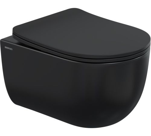 Унитаз подвесной Berges Wasserhaus Ventas Black Rimless + Visam Slim 525 EX-043324 с сиденьем