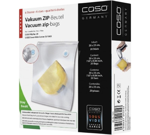 Пакеты вакуумные CASO Vacu Zip 20x23 150 мкм 20 шт