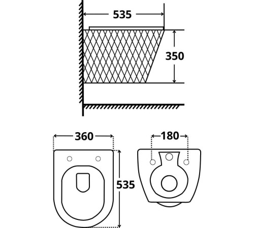 Унитаз подвесной Roxen Vine Tornado в комплекте с инсталляцией StounFix Dual Fresh 6 в 1 979021 кнопка: оружейная сталь/металл