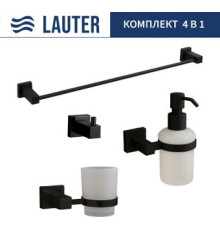 Набор аксессуаров для ванной Lauter 21SH6062 + 21SH6172 + 21SH6092 + 21SH6012 Matt Black, 4 предмета