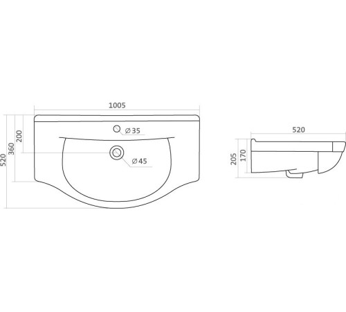 Умывальник Santek Эльбрус-100 100.5x52 [1.WH11.0.255]